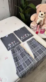 بيجاما كبلز قطن لون سكني للبنت XXL