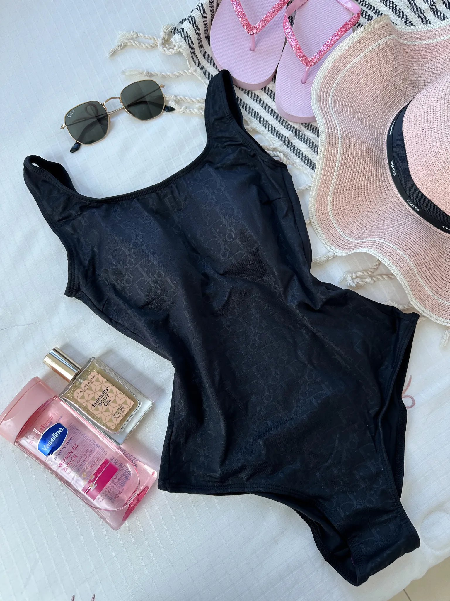 SWIMSUIT DIOR اسود مختوم بالكامل