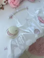 بيجاما ابيض ستان شورت و توب دانتيل