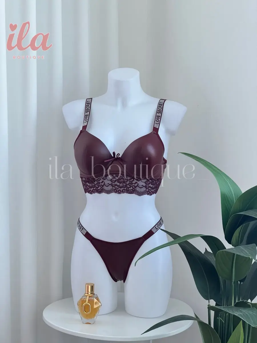 داخلي LOVE SECRET برغندي جلد قطعتين