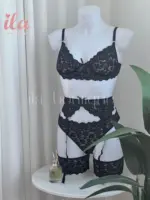 لانجري اسود دانتيل 5 قطع