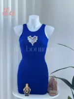 فستان لايكرا قلب نيلي سترس