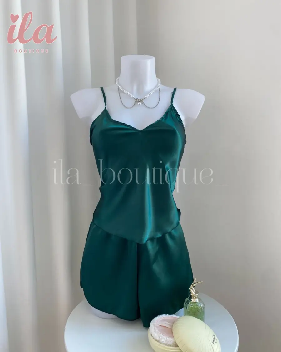 بيجاما ستان اخضر غامق توب و شورت