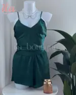 بيجاما ستان اخضر غامق توب و شورت