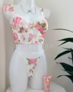 طقم ابيض ورد توب و اندر