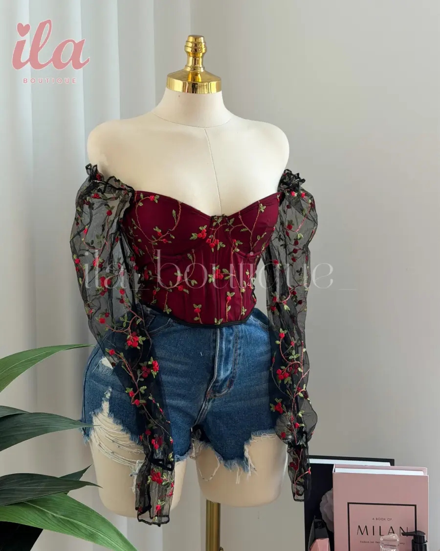 كورسيه ملوكي خمري و اسود مورد