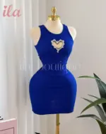 فستان لايكرا قلب نيلي سترس