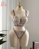 داخلي دانتيل ابيض و موف قطعتين