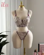 داخلي دانتيل ابيض و موف قطعتين