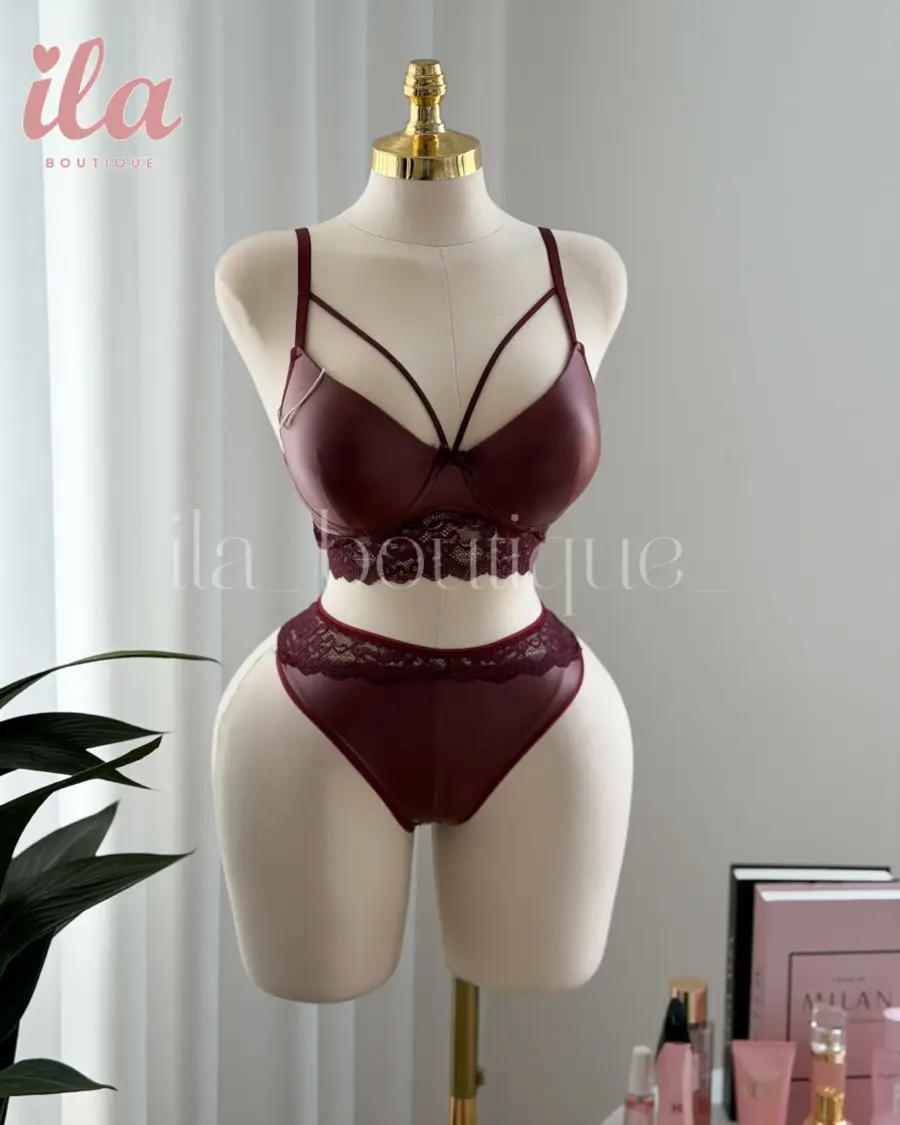 داخلي برغندي جلد ايدين سادة قطعتين