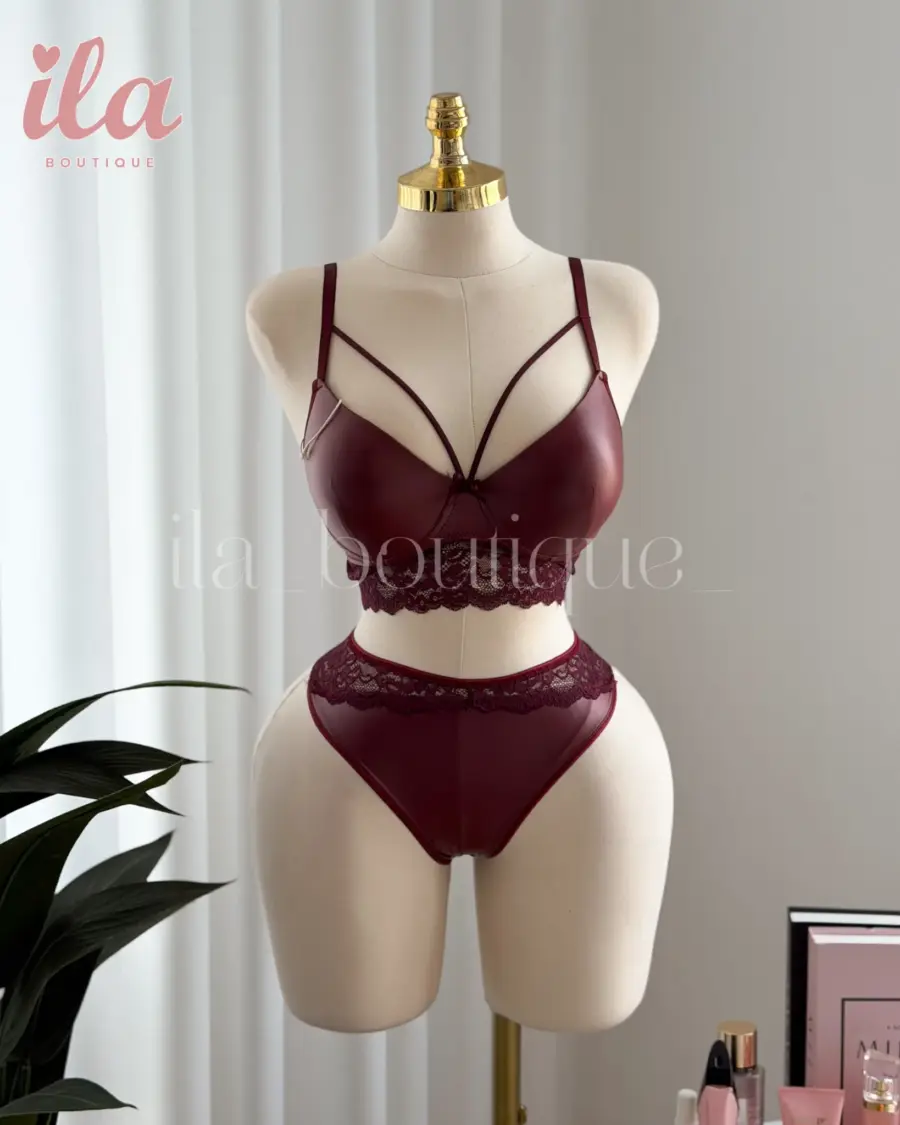 داخلي برغندي جلد ايدين سادة قطعتين