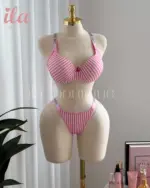 داخلي LOVE SECRET مقلم فوشي و ابيض قماش قطعتين