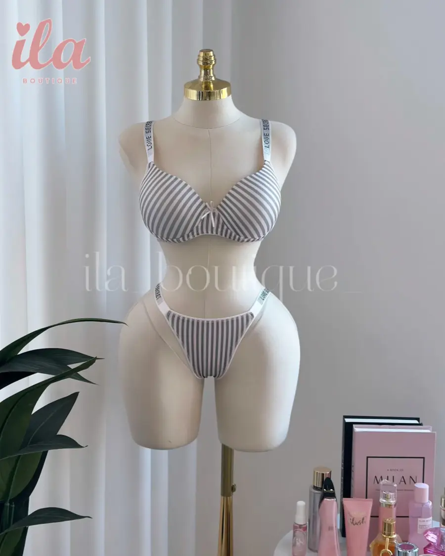 داخلي LOVE SECRET زهر مقلم سكني رفيع قماش قطعتين