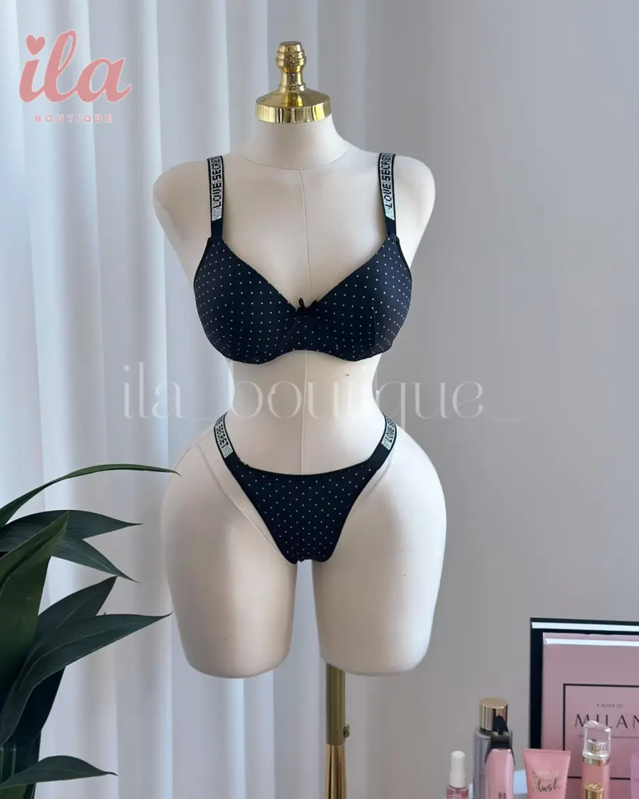 داخلي اسود منقط ابيض قطعتين