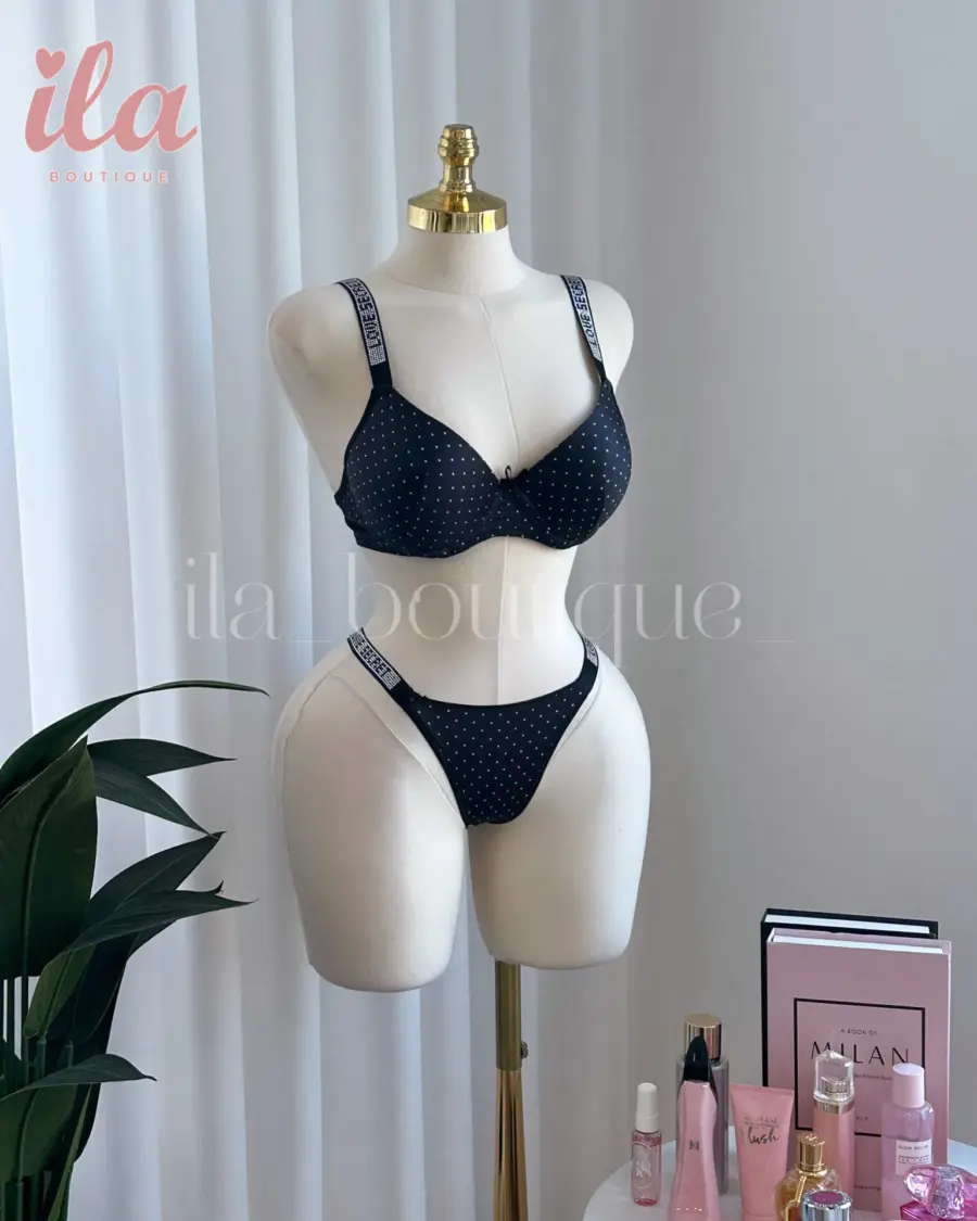 داخلي اسود منقط ابيض قطعتين