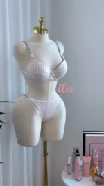 داخلي زهري منقط اسود قطعتين