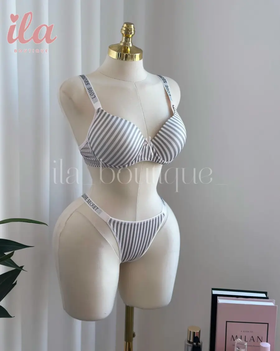 داخلي LOVE SECRET زهر مقلم سكني رفيع قماش قطعتين