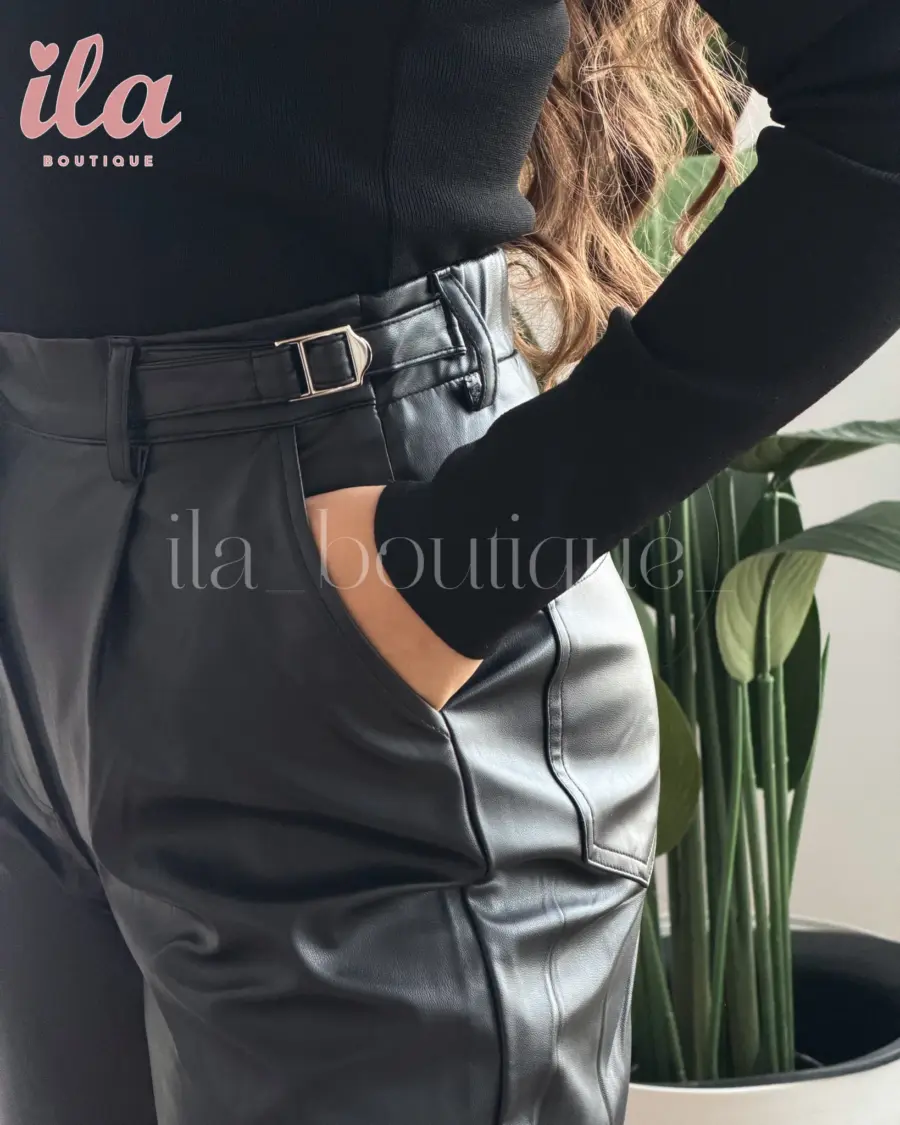 بنطلون جلد اسود