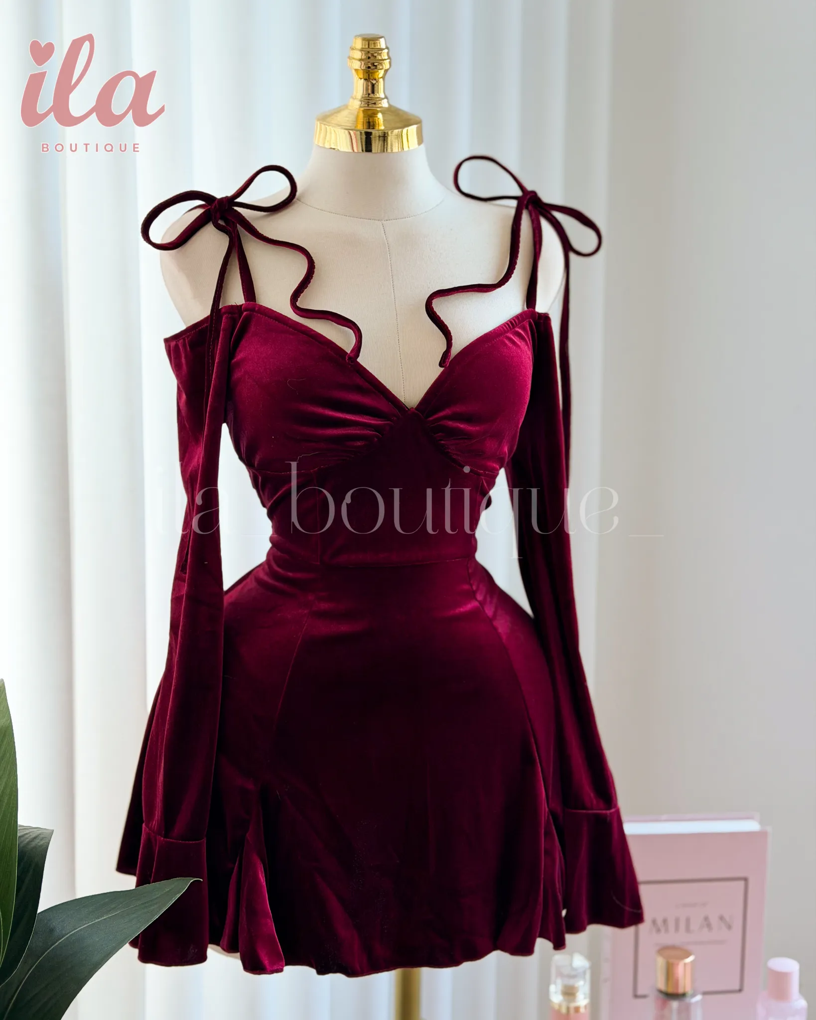 فستان فيلفيت قصير انثوي OFF SHOULDER