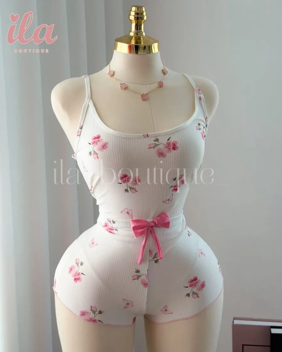 بيجاما ابيض مورد توب و شورت