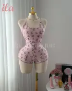 بيجاما زهري فيونكات اسود توب و شورت