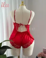 بيجاما احمر ستان دانتيل توب و شورت