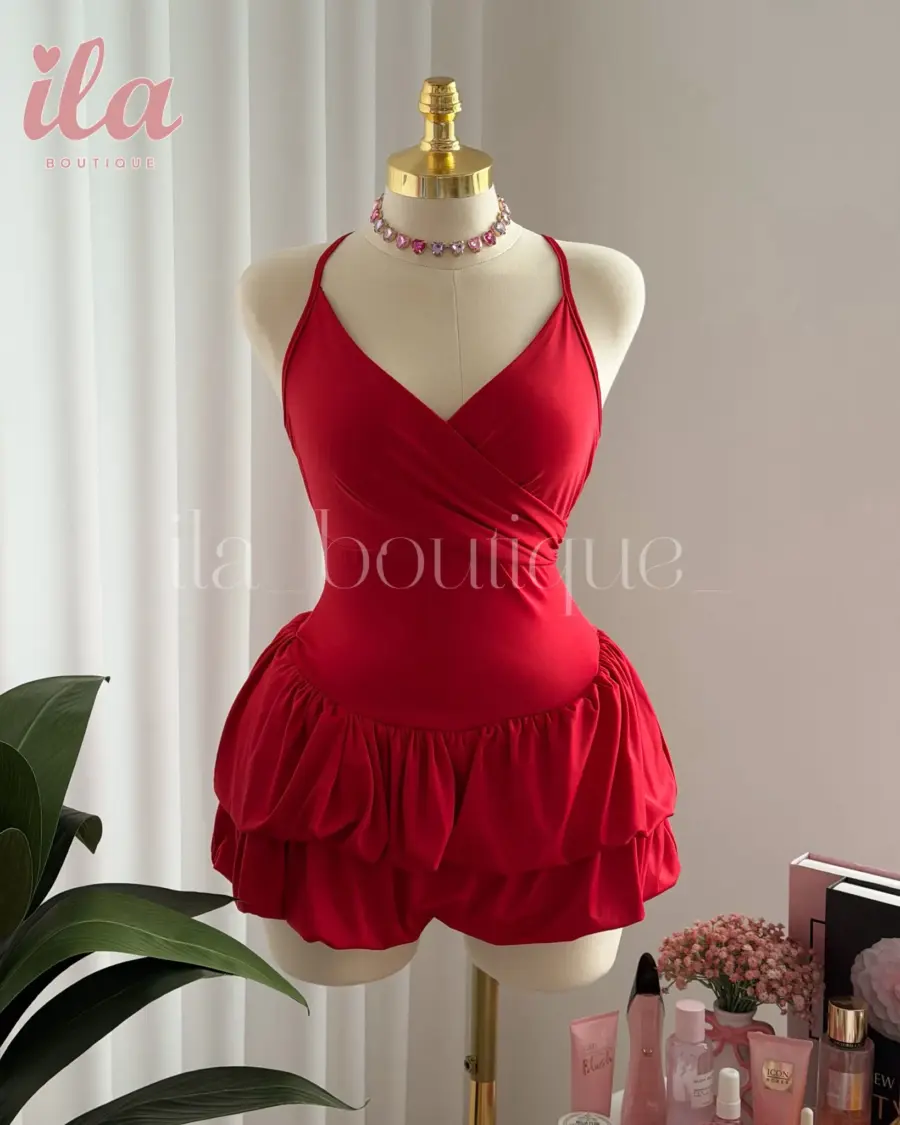 فستان احمر ستايل باربي