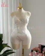 بيجاما ابيض ستان مع دانتيل بروتيل و شورت
