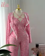 بيجاما 3 قطع باربي بينك