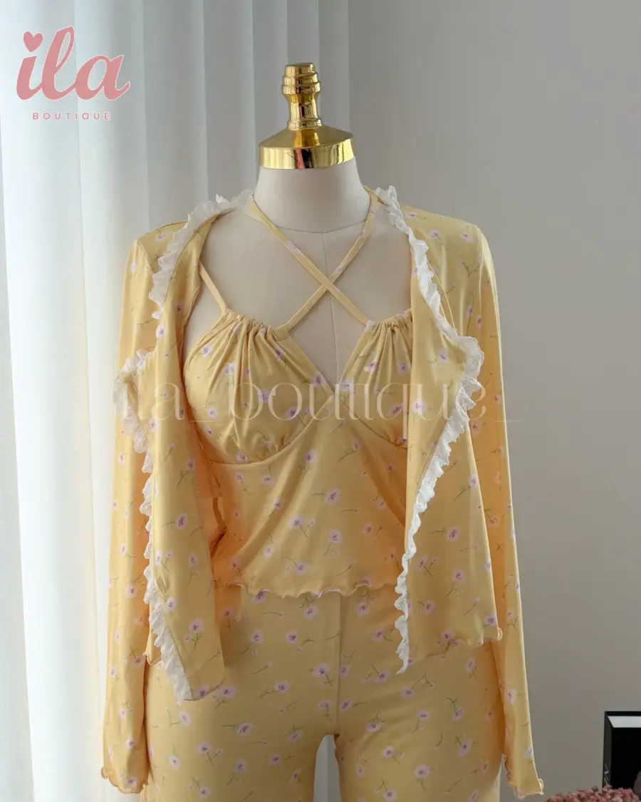 بيجاما 3 قطع BUTTER YELLOW