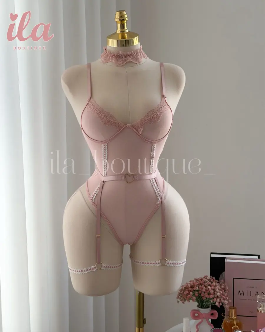 بودي سوت بيبي بينك 3 قطع مع قلب كيوت