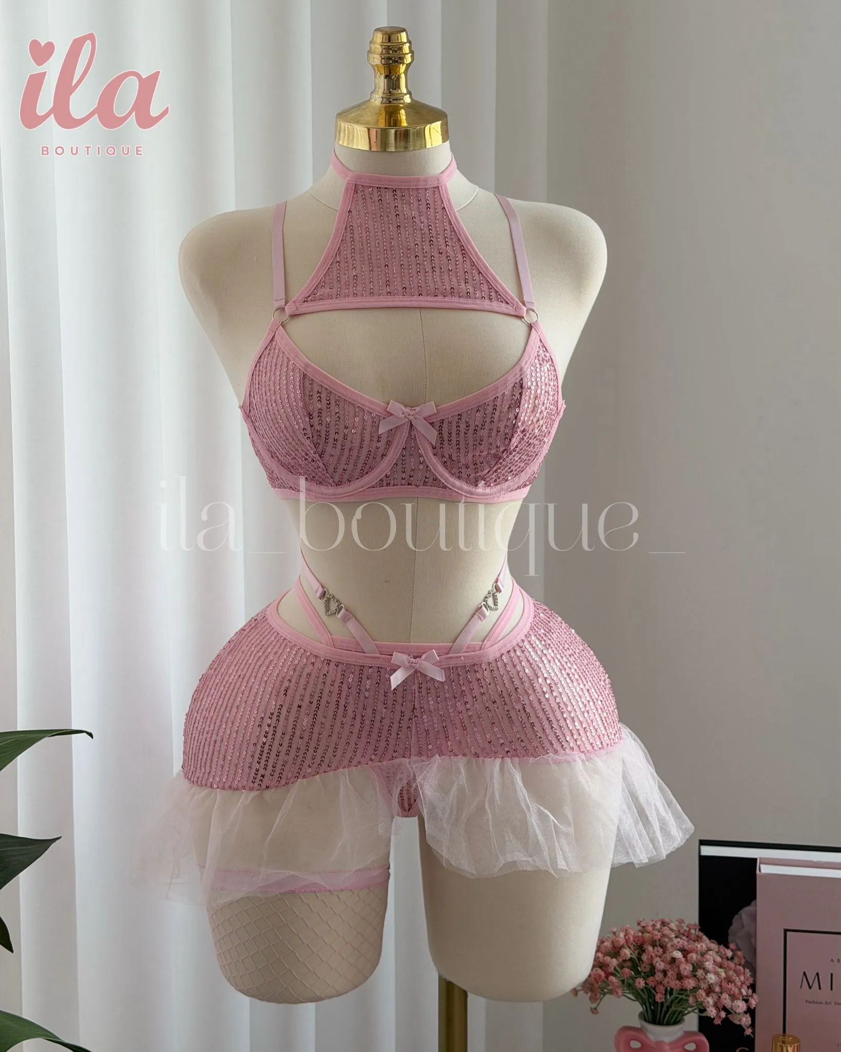 لانجري زهري لميع 5 قطع