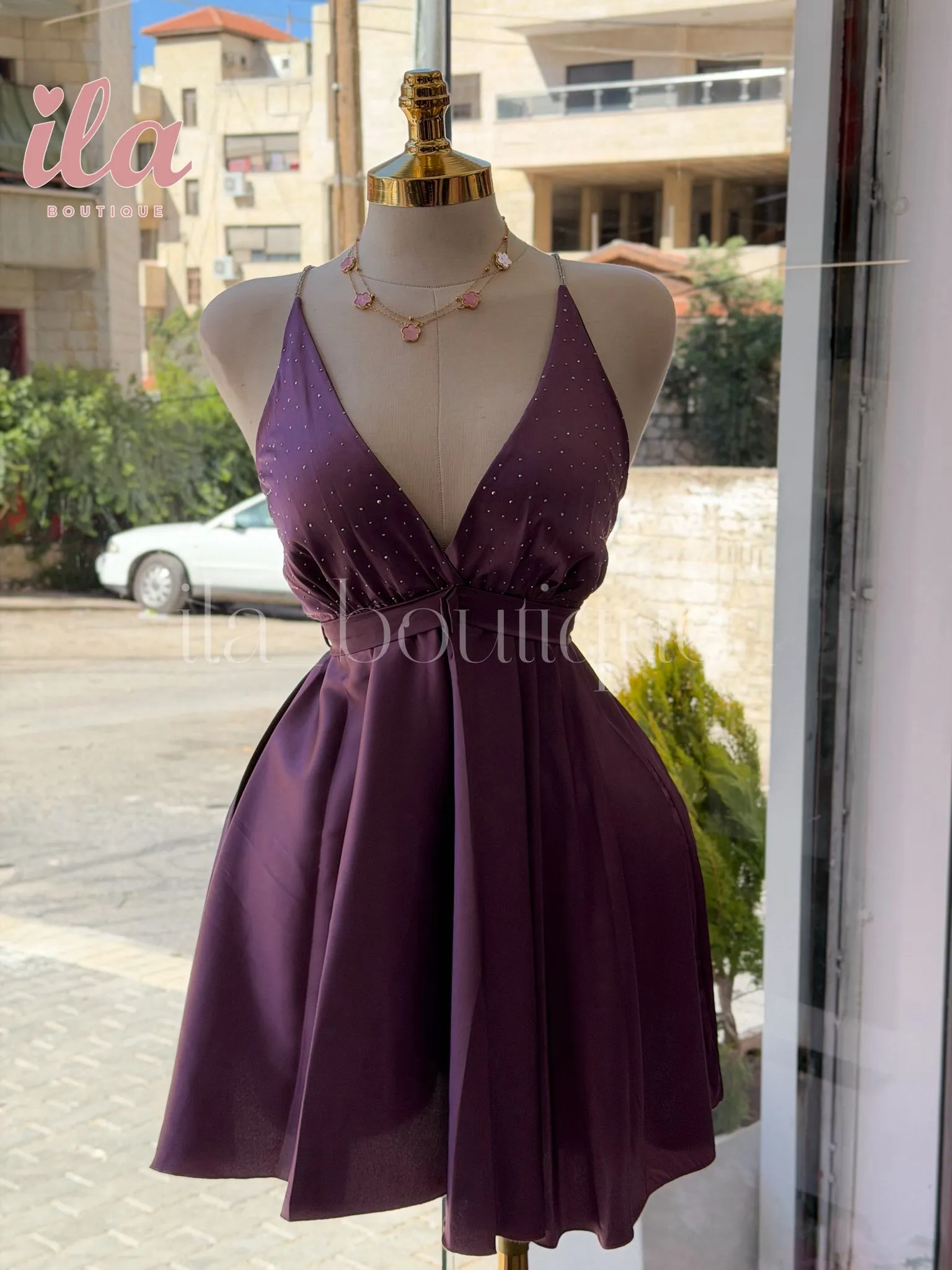 فستان موف ستان قصير مع سباركلز
