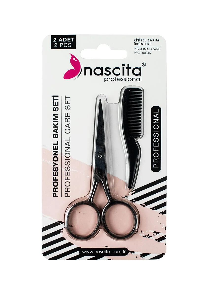 NASCITA-طقم مقص حواجب+مشط