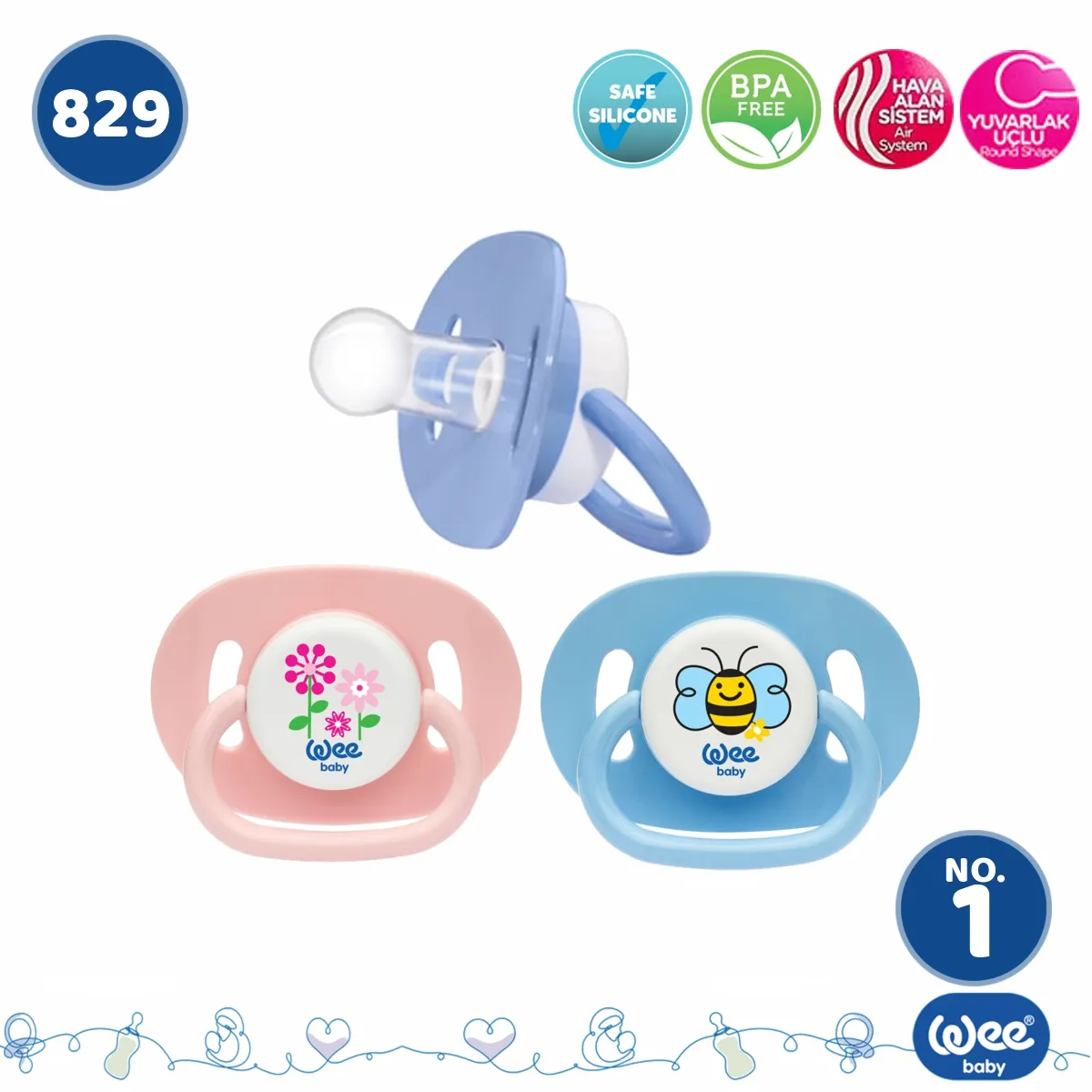 WEE ROUND TEAT SOOTHER 829 لهاية طبية NO.1