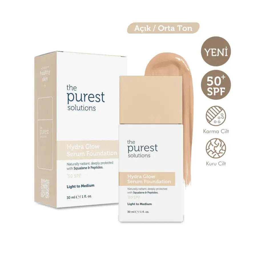 كريم أساس مرطب ومنعش بعامل حماية من الشمس 50+، 30 مل - لون فاتح/متوسط للبشرة المختلطة والجافة