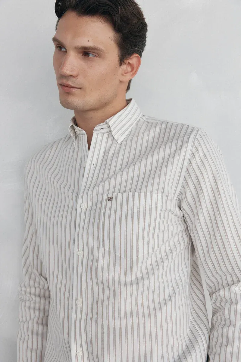 Non-iron oxford striped shirt