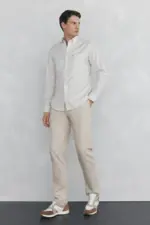 Non-iron oxford striped shirt