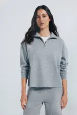 Zip-up turtleneck sweatshirt
