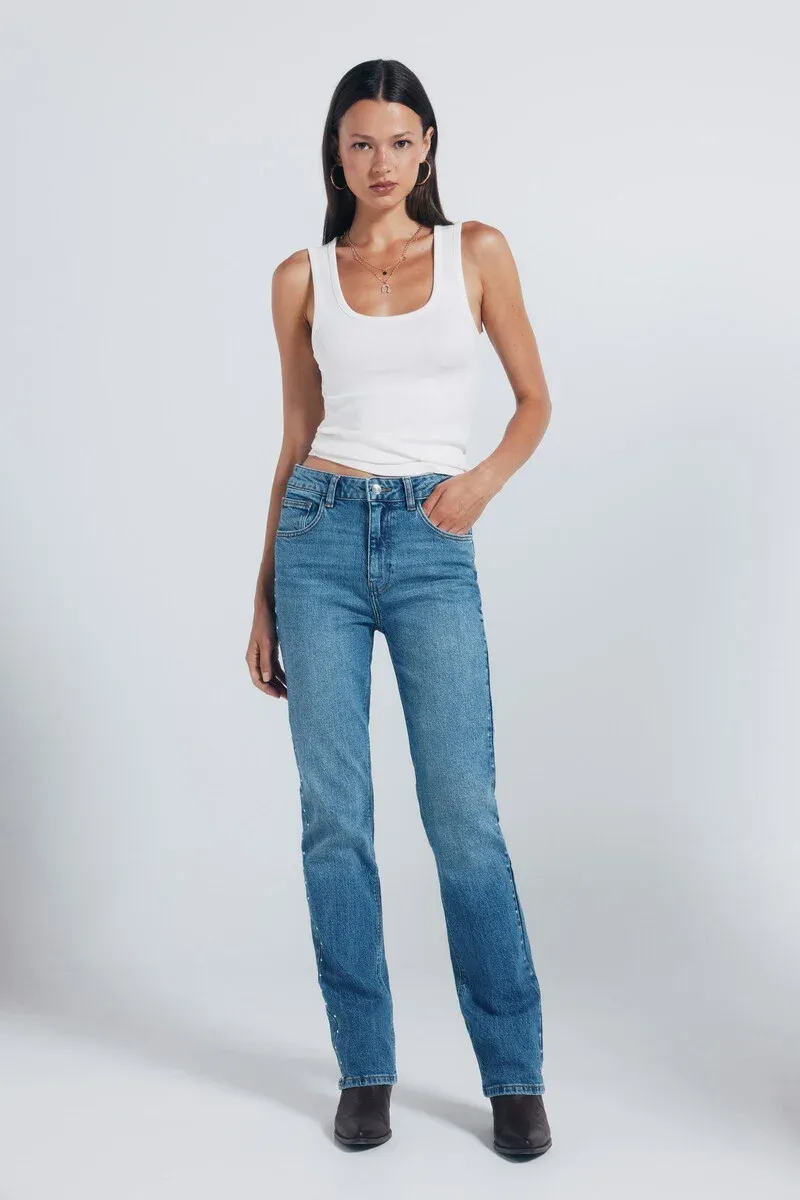 Straight jeans with studs