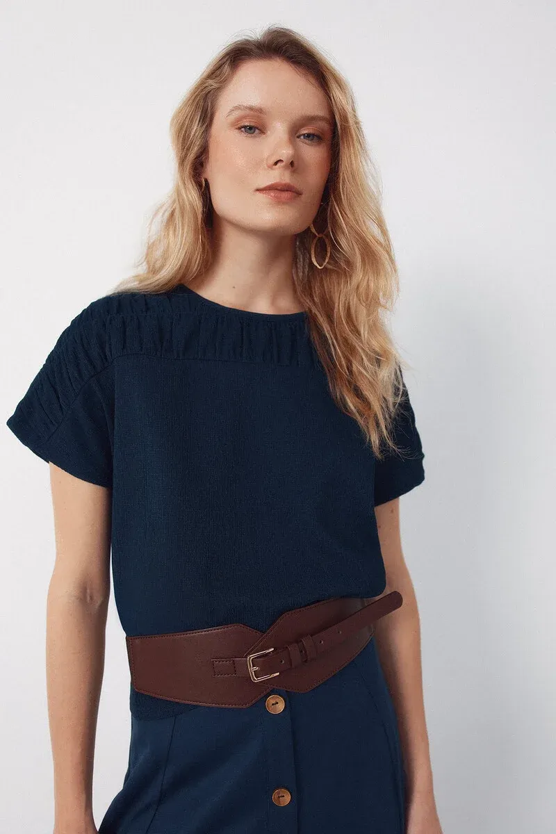 Ruched yoke T-shirt