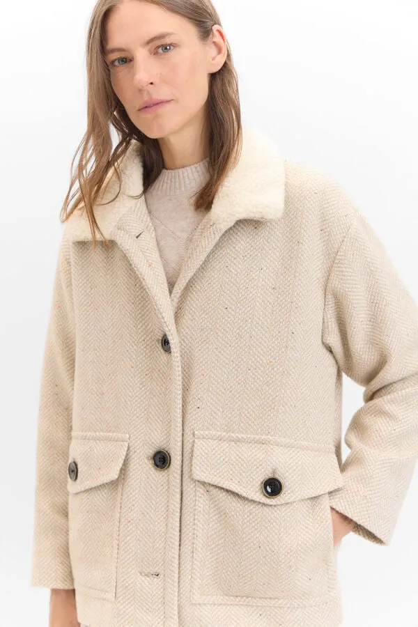Jacket with  faux fur collar
