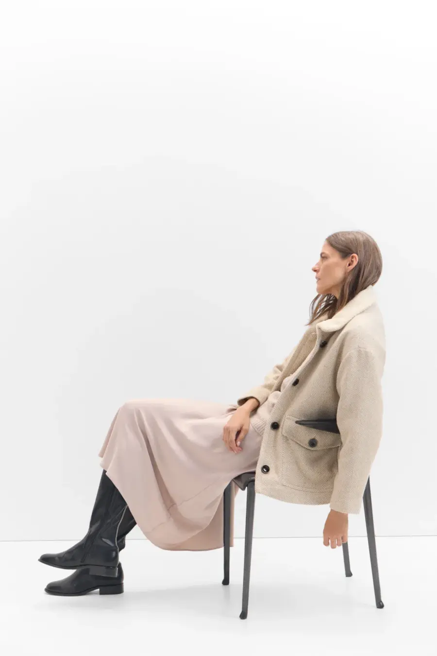 Jacket with  faux fur collar
