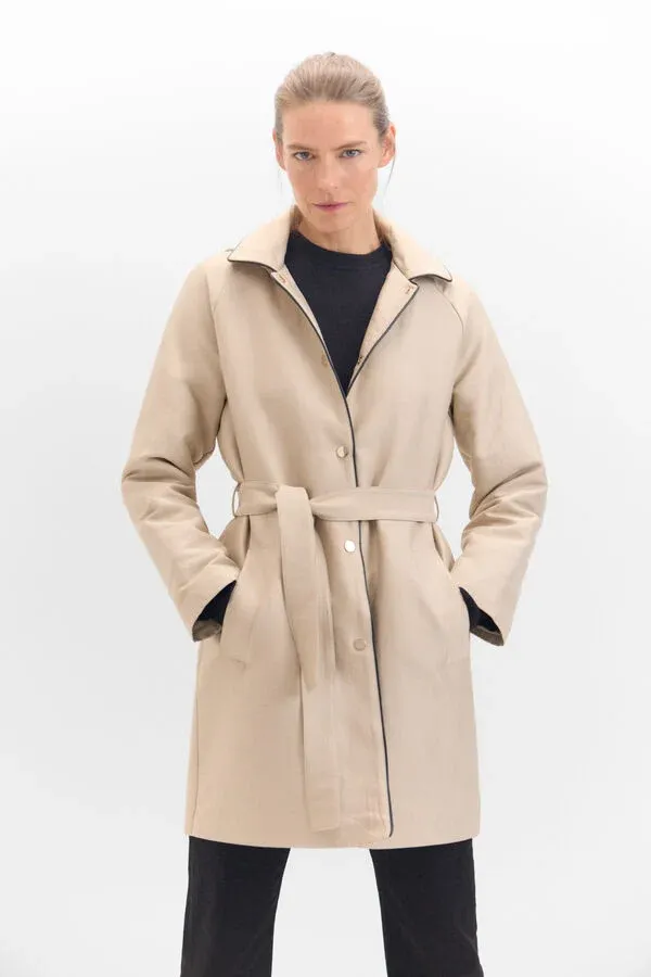 Satin Trench Coat with Detachable Hood