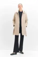 Satin Trench Coat with Detachable Hood