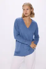 V-neck sweater with braids