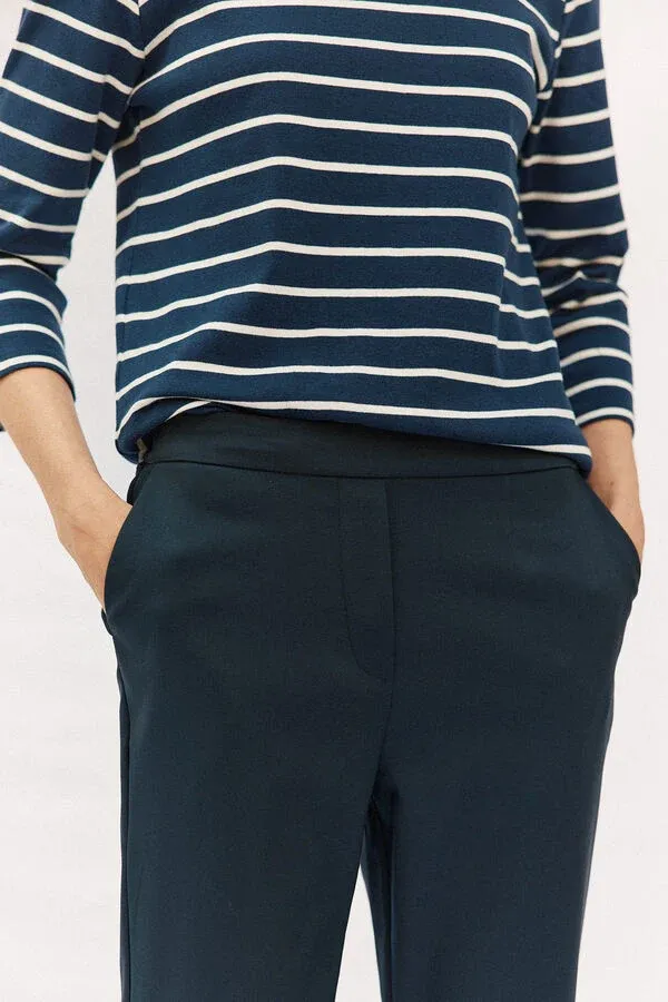 Straight trousers with elasticated back