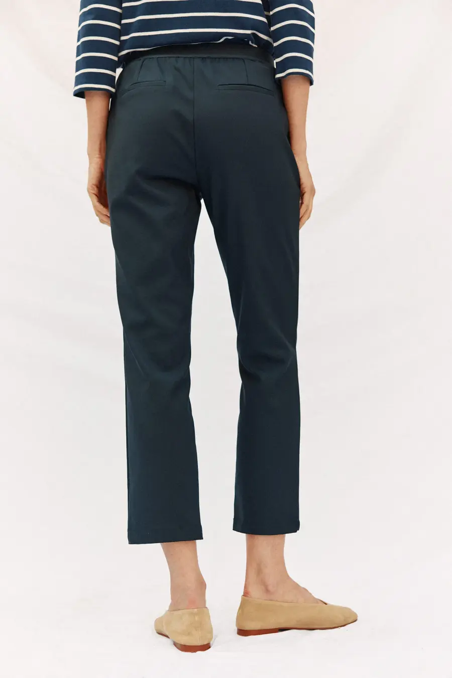 Straight trousers with elasticated back