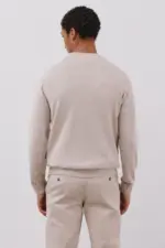 Fine knit cotton round neck sweater