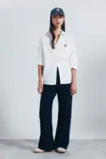 Oversized bear embroidered shirt